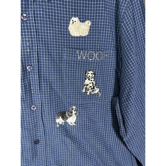 Bobbie Brooks DOG Patch BLING Woof DOGS Button Up Shirt Vintage Womens‎ 22W/24W - Picture 8 of 16